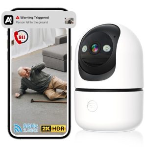 2K 360° Pan/Tilt Indoor WiFi Security Camera with AI Detect