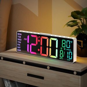 JALL 10.5” Large Digital RGB Alarm Clock – Desk & Wall
