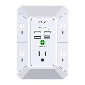 Wall Charger Surge Protector with 4 USB Ports & 5 Outlets