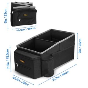 Alijees Car Seat Organizer with Cup Holders – Black