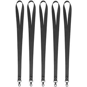 YOUOWO 5-Pack Black Lanyards with Metal Hook