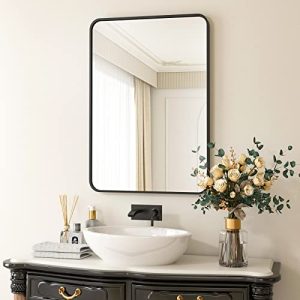 HARRITPURE 20"x28" Black Rounded Rectangle Mirror