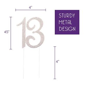 Ella Celebration Silver 13th Birthday Rhinestone Cake Topper