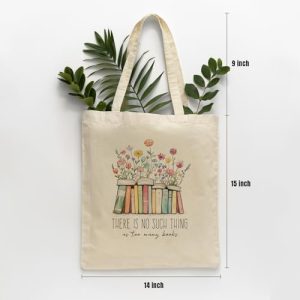 Book Lovers Canvas Tote Bag with Pocket – College & Gifts