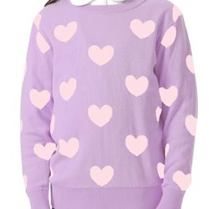 BOBOYOYO Girls’ Cotton Heart Sweater: Valentine Winter Pullover