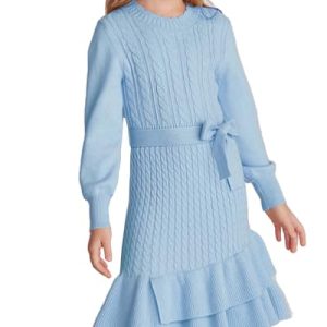 Grace Karin Girls' Blue Winter Sweater Dress | Ages 10-12