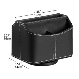360° Rotating PU Leather Remote Control Organizer