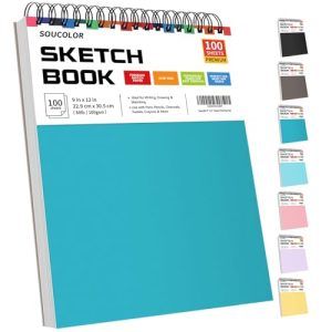 Soucolor 9"x12" Sketch Book - 100 Sheets, Spiral Bound