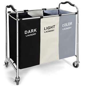 240L Laundry Hamper with Wheels & 3 Sections