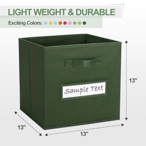 Artsdi 10-Pack 13″ Collapsible Fabric Storage Cubes, Green