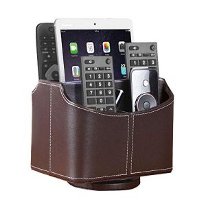 YAPISHI 360° Spinning Leather Remote Caddy & Organizer