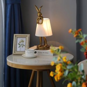 RUIQBMAY Bunny Table Lamp – Vintage Resin Animal Decor