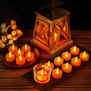 Windshell 24 Orange Flameless LED Flickering Tea Lights