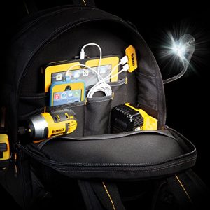 DEWALT 33-Pocket Lighted USB Charging Tool Backpack