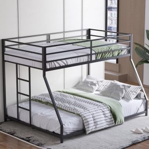 Black Twin Over Full Floor Bunk Bed for Kids & Teens