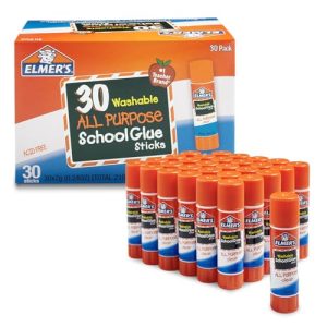 Elmer’s Clear Washable Glue Sticks – 30 Count Bulk Pack