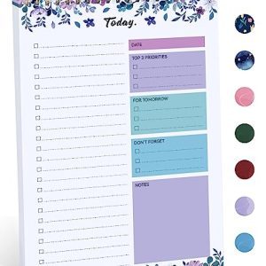 VioletBloom Undated To Do List Pad - Daily Planner (52 Sheets)