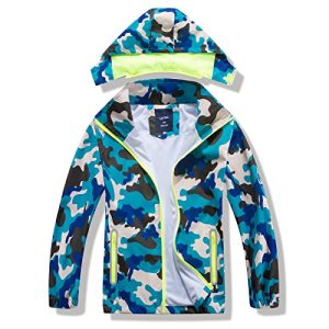 IjnUhb Boys’ Camo Waterproof Rain Jacket with Hood