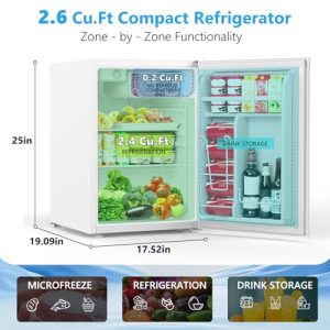 COWSAR 2.6 Cu.Ft Mini Fridge with Freezer – White