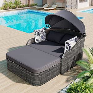 Outdoor Daybed with Retractable Canopy – Double Loveseat