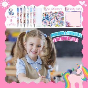 Kawaii Unicorn & Princess Pen Set with Stickers & Notes