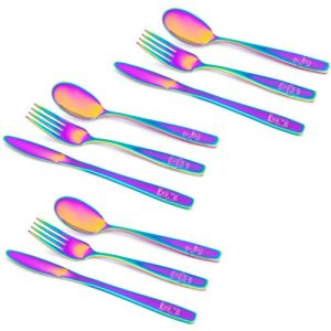 9-Piece Rainbow Kids Cutlery Set - Safe Forks, Spoons, Knives