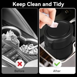 2-Pack Mini Car Trash Cans with Lid & Cup Holder