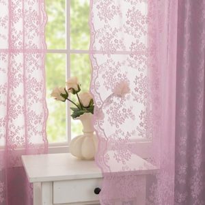 YANJUN Lace Purple Sheer Curtains - Floral Lavender Drapes
