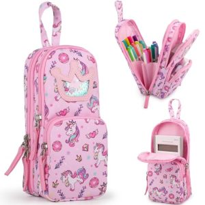 Unicorn Large Capacity Pencil Case for Teen Girls - Pink