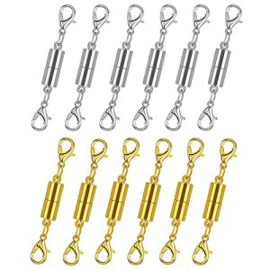 12 Pack Magnetic Necklace Clasps & Extenders (Gold/Silver)
