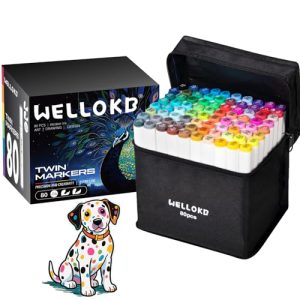 WELLOKB 80-Color Dual Tip Alcohol Marker Set for Artists