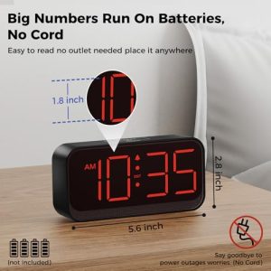 Acedeck Battery Digital Alarm Clock – Cordless & Portable