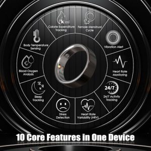 Smart Ring Health Tracker – 5ATM Waterproof Gold