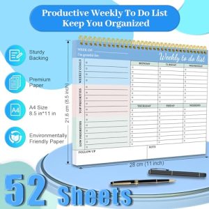 Weekly To Do List Notepad: Undated 8.5×11 Organizer