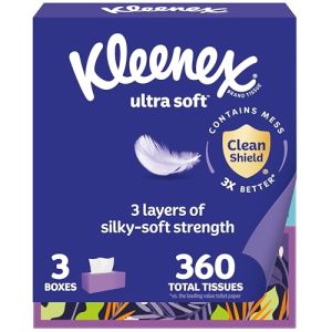 Kleenex Ultra Soft Facial Tissues - 3 Flat Boxes, 3-Ply