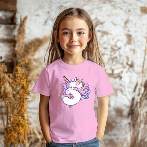 Unicorn 5th Birthday Shirt for Girls – Pink