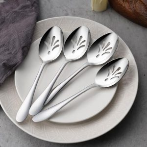 E-far Slotted Serving Spoons – 4-Piece Stainless Steel Set
