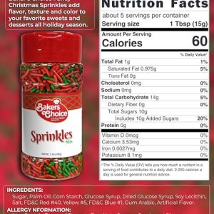 Baker’s Choice Christmas Sprinkles – Red & Green Jimmies 2.8oz