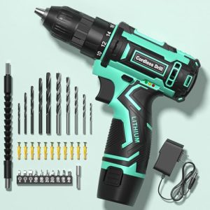 12V Cordless Drill Set with 42 Accessories (Cyan)