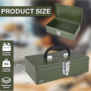 P.I.T. 11” Portable Metal Tool Box for Tools & Crafts