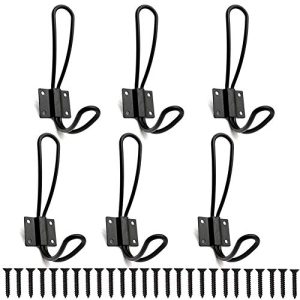 BODINGTAI 10-Pack Rustic Farmhouse Entryway Hooks - Black