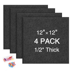 4-Pack Grey 12x12 Felt Cork Board Tiles