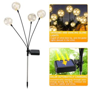 Figbush Solar Globe Outdoor Lights – 4-Pack LED Decor