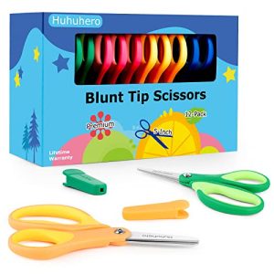 Huhuhero 5” Kids Blunt Tip Scissors (12-Pack)