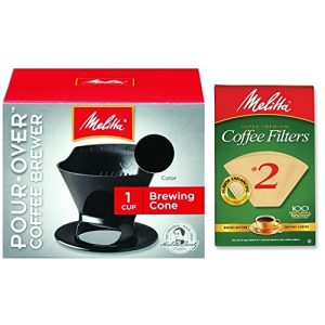 Melitta Pour Over Coffee Brewer & #2 Filter Combo, Black