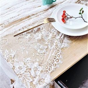 White Lace Tablecloth Overlay – Rose Embroidered