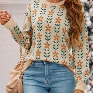 ZESICA Women’s Fall Oversized Crewneck Sweater – Trendy Knit