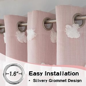 MYSKY HOME Pink Blackout Curtains – Pom Pom Sheer Overlay