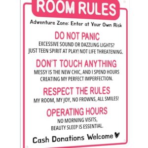 Funny Room Rules Sign for Teen Girls - Pink Preppy Decor