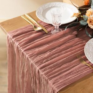 Boho Cheesecloth Table Runner - Peach Coral Gauze (10ft)